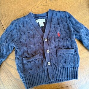 Ralph Lauren Blue Cable Knit Kids Cardigan